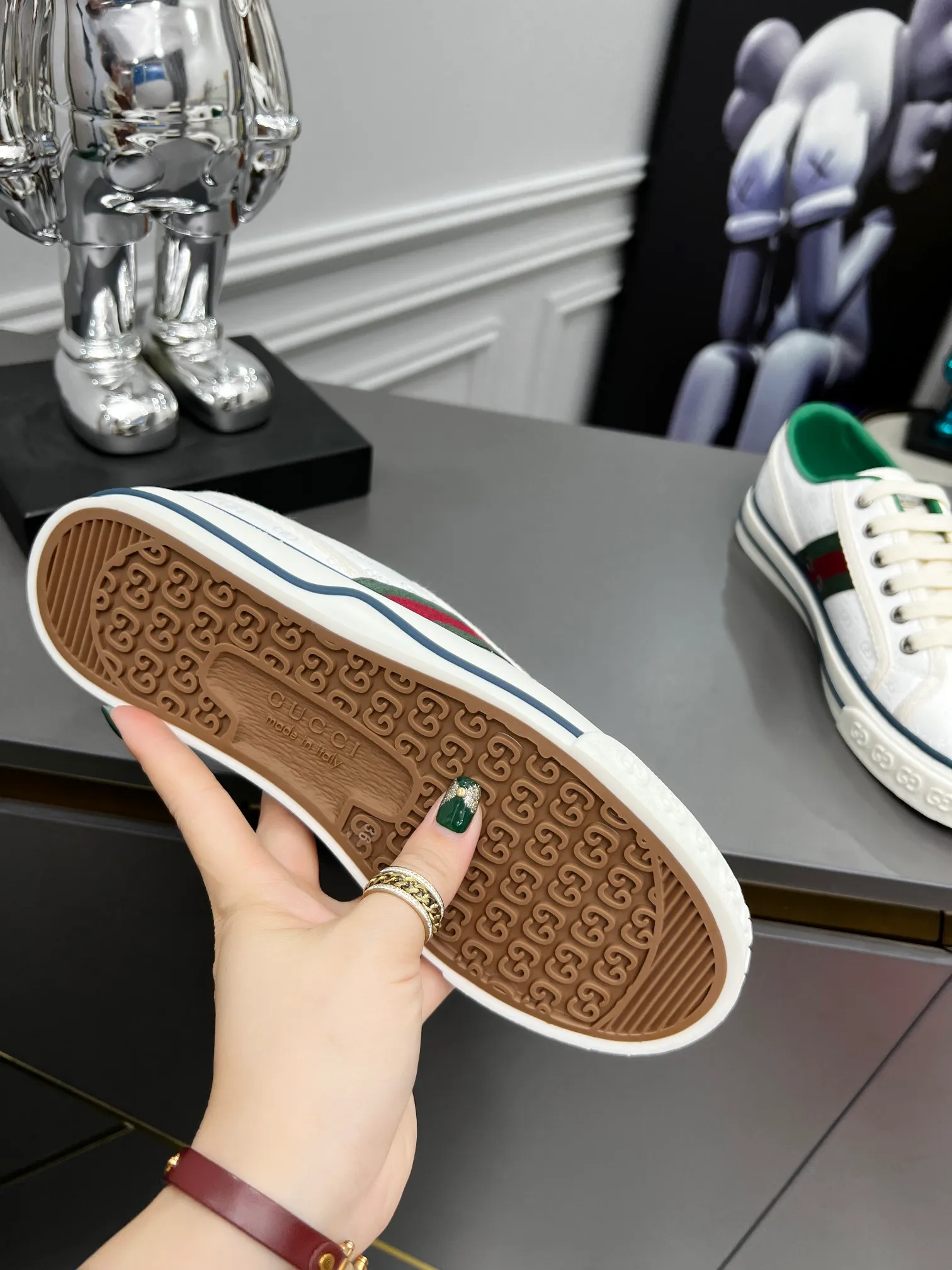 👟👟Ex-factory price 480👟👟 GUCCI new model 1977, classic LOGO material, 1:1 electric embroidery according to the original version, high version, complete package, low and highest version👟👟Ex-factory price U foam feet. T👟👟Ex-factory price U outsole, complete package! 35-44